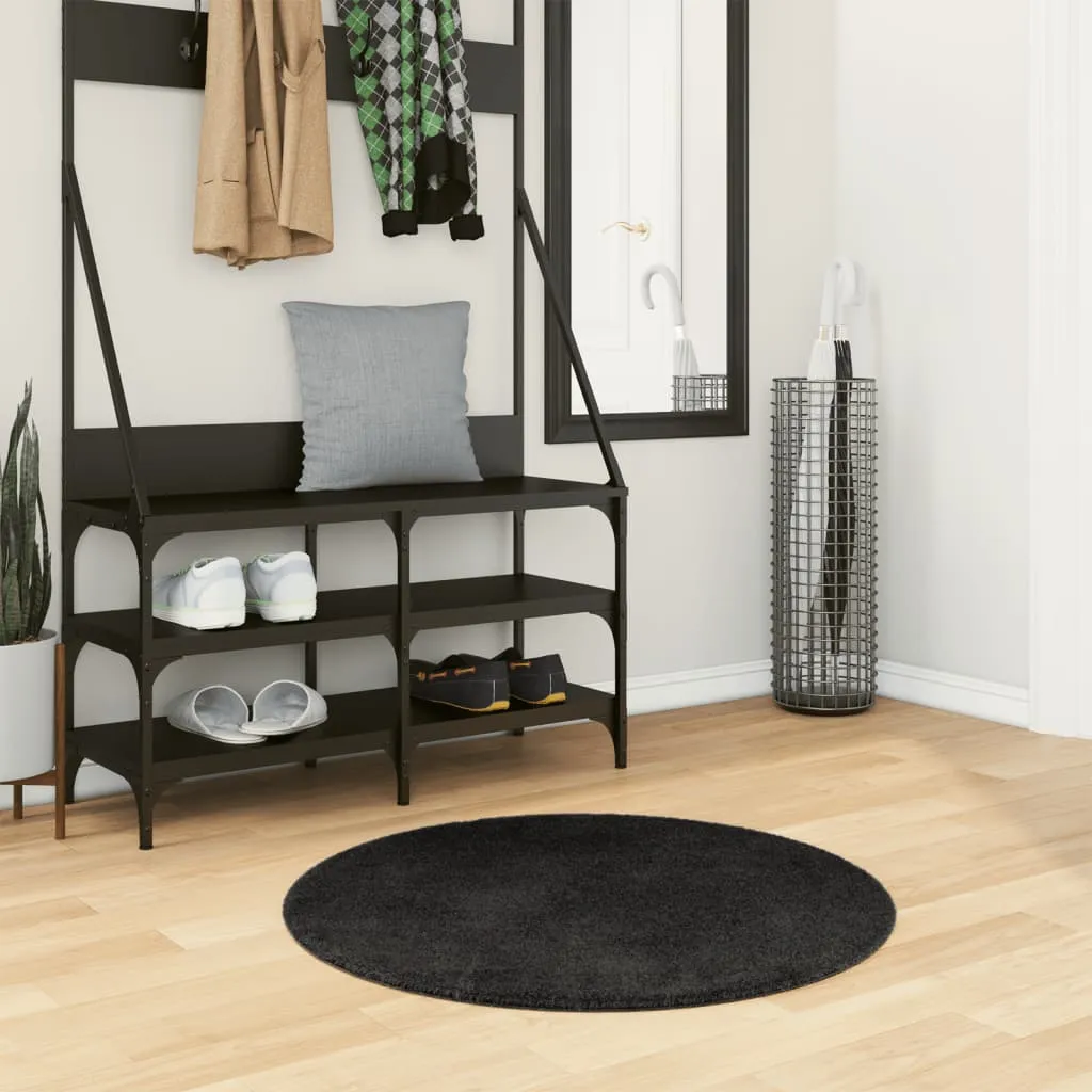 vidaXL Tepih HUARTE kratkih vlakana mekani i perivi crni Ø 80 cm - Venlo