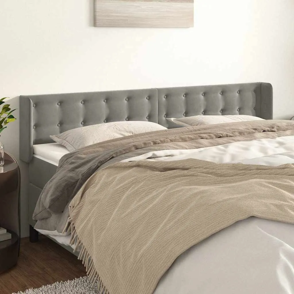 vidaXL Uzglavlje s ušima svjetlosivo 183x16x78/88 cm baršunasto - Venlo