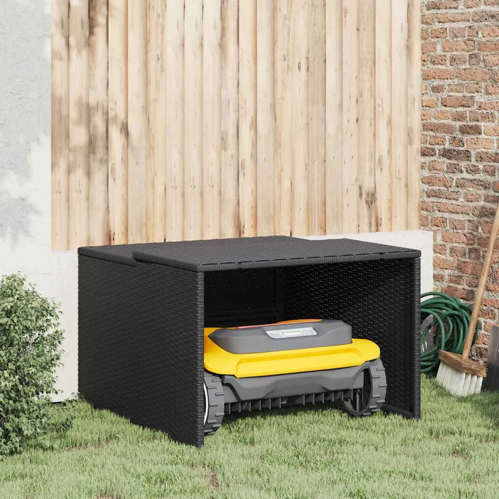 vidaXL Garaža za robotsku kosilicu crna 86x90x52/57 cm od poliratana - Venlo