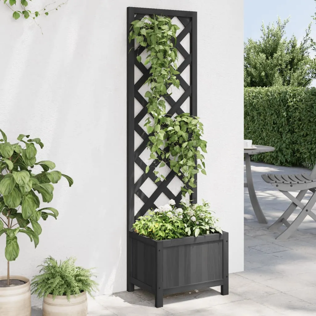 vidaXL Sadilica s rešetkom crna 40x30x135 cm od masivne jelovine - Venlo