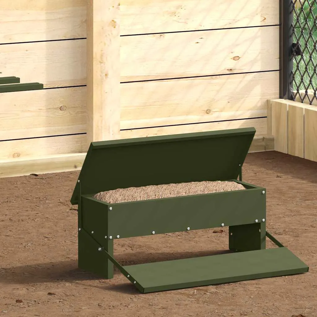 vidaxl feeder s nogom za piliće maslinastozelena 48,5 x 39,5 x 19 cm - slika 1