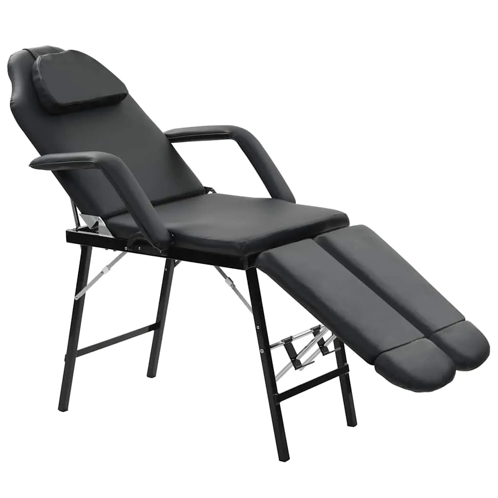 vidaxl prenosiva kozmetička stolica od umjetne kože 185 x 78 x 76 cm crna - slika 1