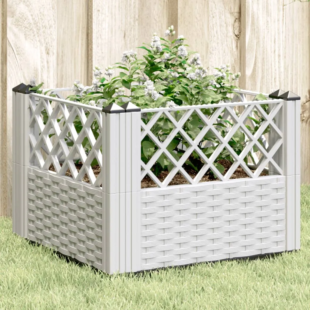 vidaXL Vrtna sadilica s klinovima bijela 43,5 x 43,5 x 43,5 cm PP - Venlo
