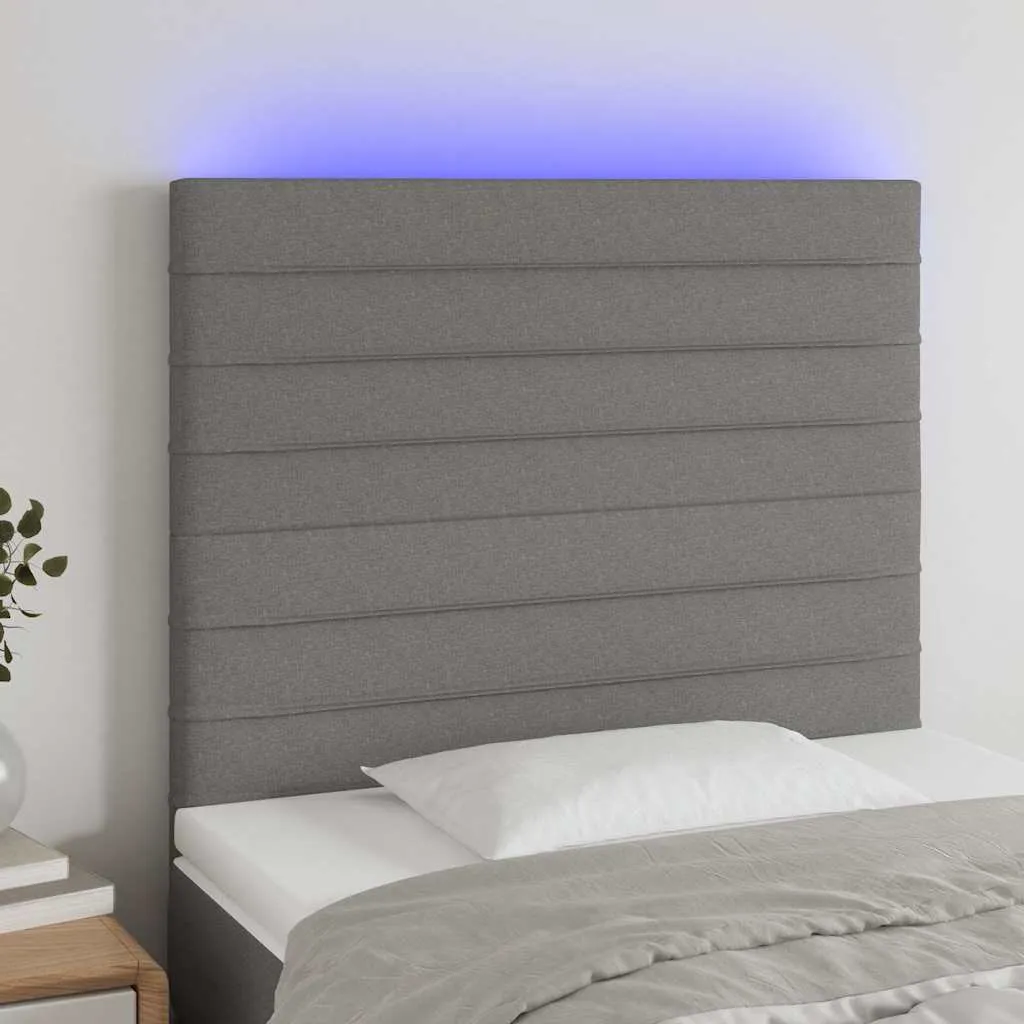 vidaXL LED uzglavlje tamnosivo 100x5x118/128 cm od tkanine - Venlo