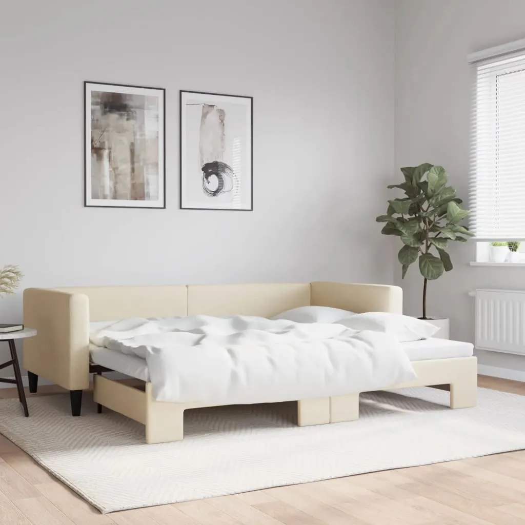vidaXL Dnevni krevet na razvlačenje krem 90 x 200 cm od tkanine - Venlo