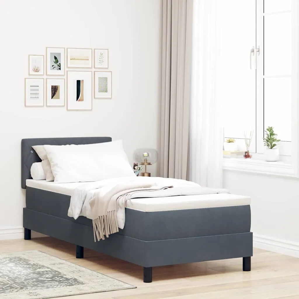 vidaXL Krevet s opruga kutije s madracem Tamno siva 80 x 200 cm Baršun - Venlo