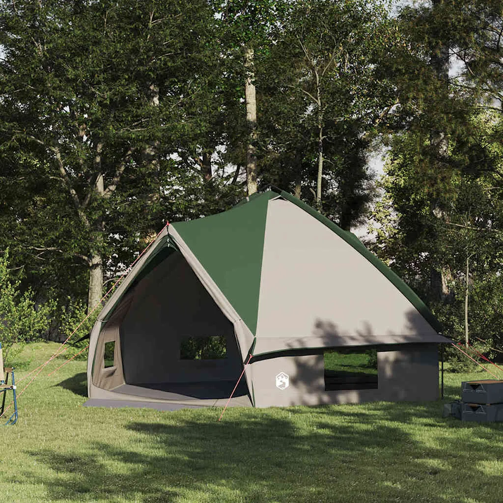 vidaxl teepee šator za 10 osoba 10 osoba zelena i bijela - slika 1