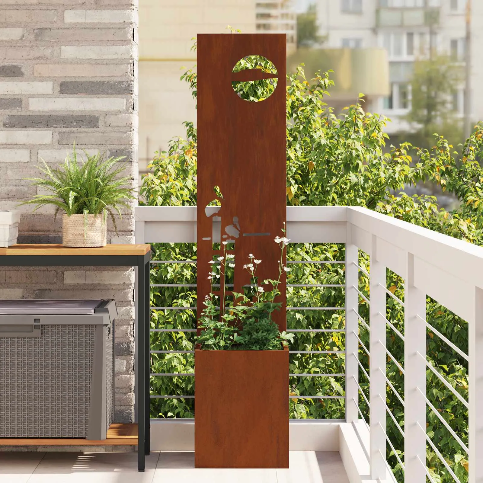 vidaxl privatnost u vrtu rezbarija rđa 32 x 32 x 150 cm otporni čelik - slika 1