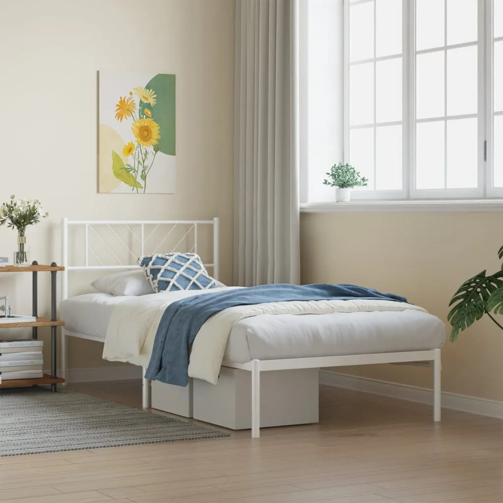 vidaXL Metalni okvir za krevet s uzglavljem bijeli 90 x 190 cm - Venlo