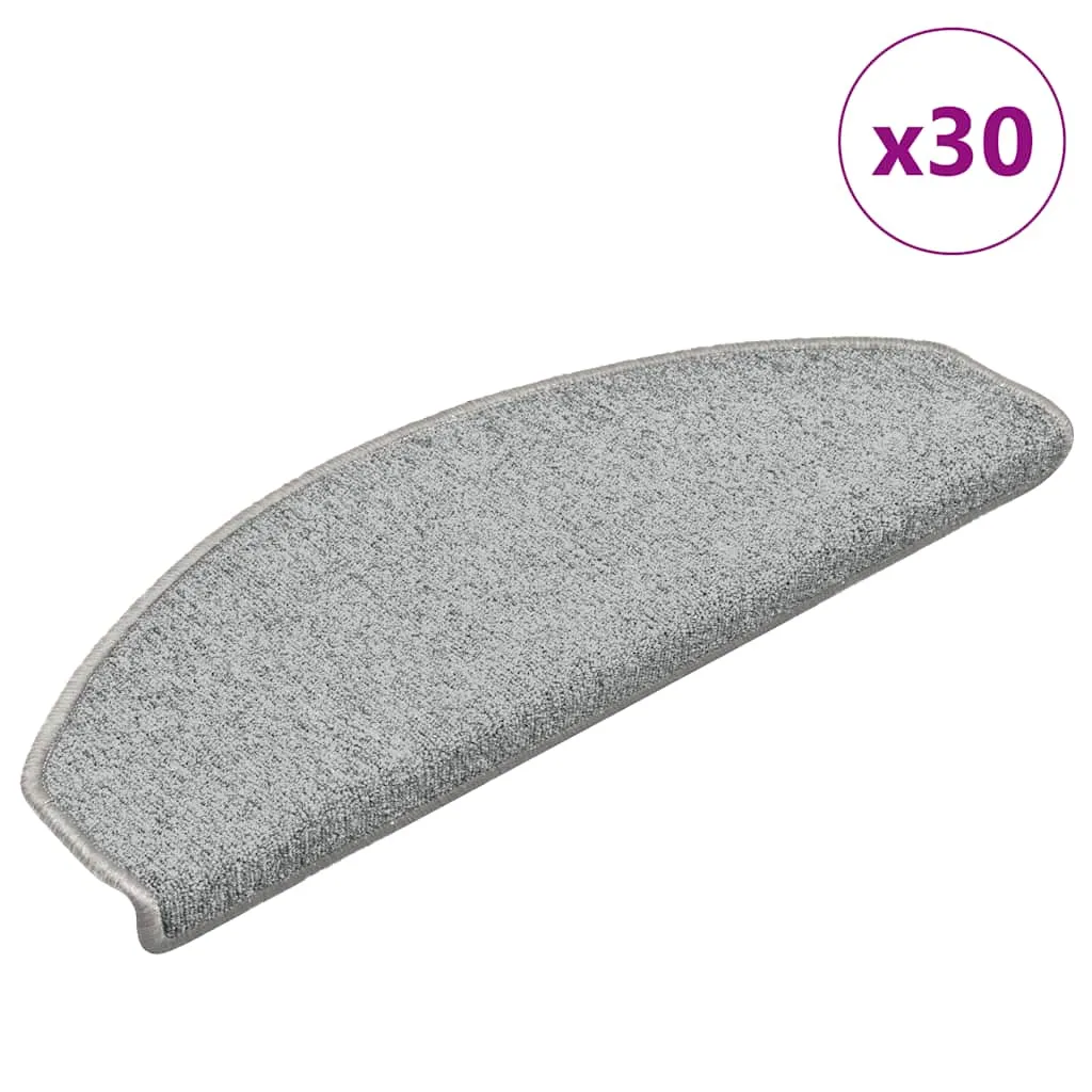 vidaxl prostirke za stepenice 30 kom 65x24x4 cm svijetlo sive poluokrugle velike - slika 1