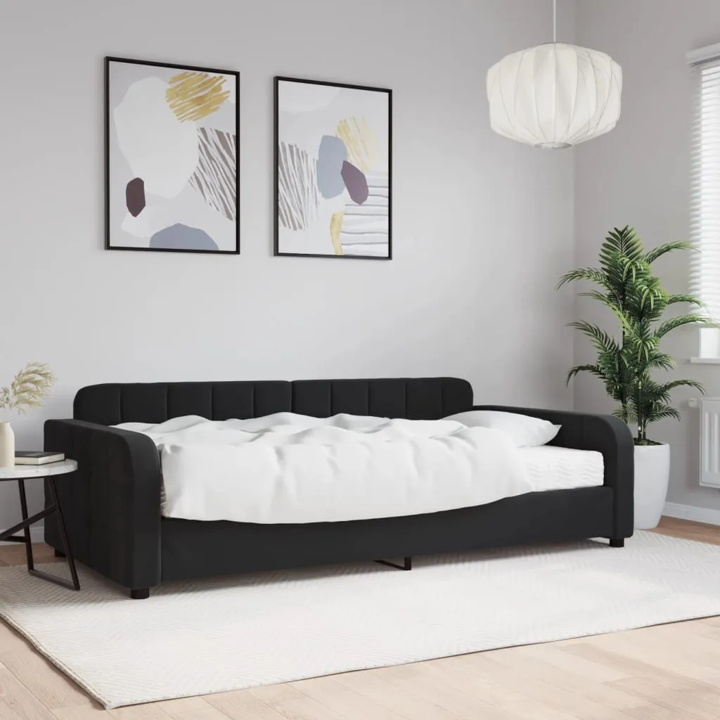 vidaXL Dnevni krevet s madracem crni 100 x 200 cm baršunasti - Venlo