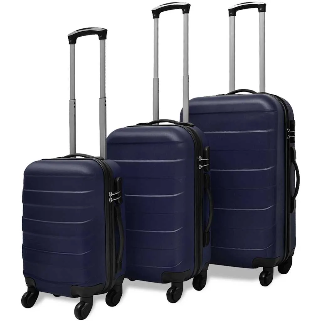 vidaxl trodijelni set čvrstih kovčega s kotačima plavi 45,5/55/66 cm - slika 1