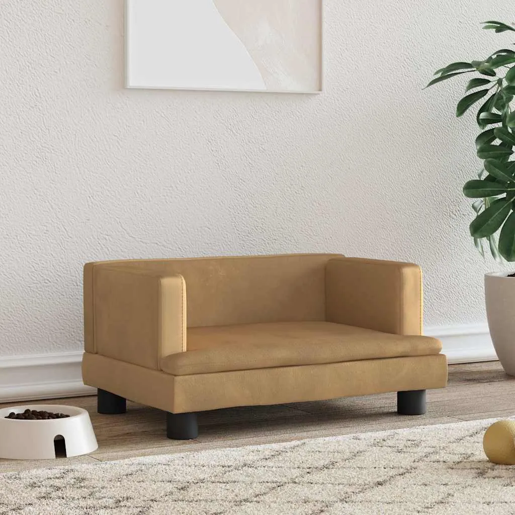 vidaxl krevet za pse smeđi 60 x 40 x 30 cm baršunasti - slika 1