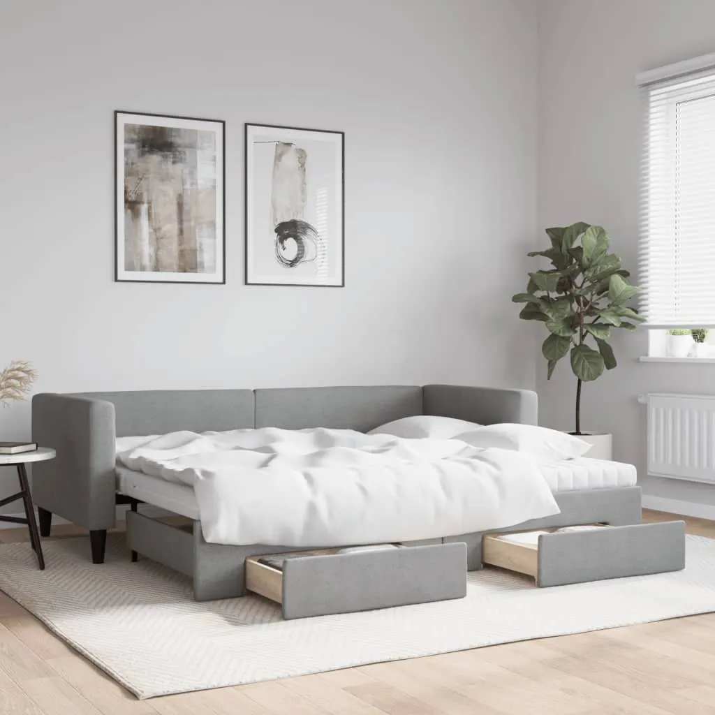 vidaXL Dnevni krevet na razvlačenje svjetlosivi 80 x 200 cm od tkanine - Venlo