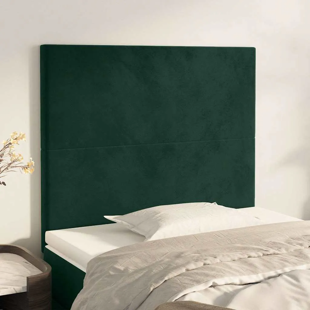 vidaXL Uzglavlje tamnozeleno 100x5x118/128 cm baršunasto - Venlo