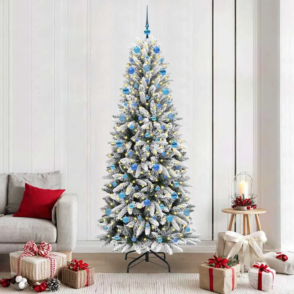 vidaxl umjetno božićno drvce bijela 210 cm pvc, plastika, čelik i pe - slika 1