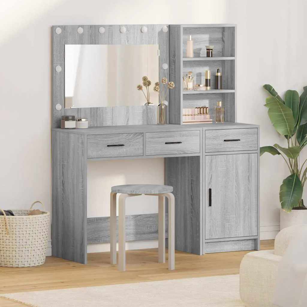 vidaXL Toaletni stol 2 kom. Siva 78,5 x 41 x 135 cm Konstruirano drvo - Venlo
