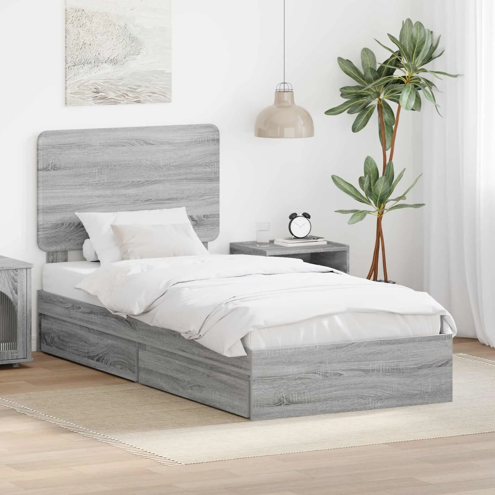 vidaXL Krevet s od storage Siva Sonoma 100 x 200 cm Konstruirano drvo - Venlo
