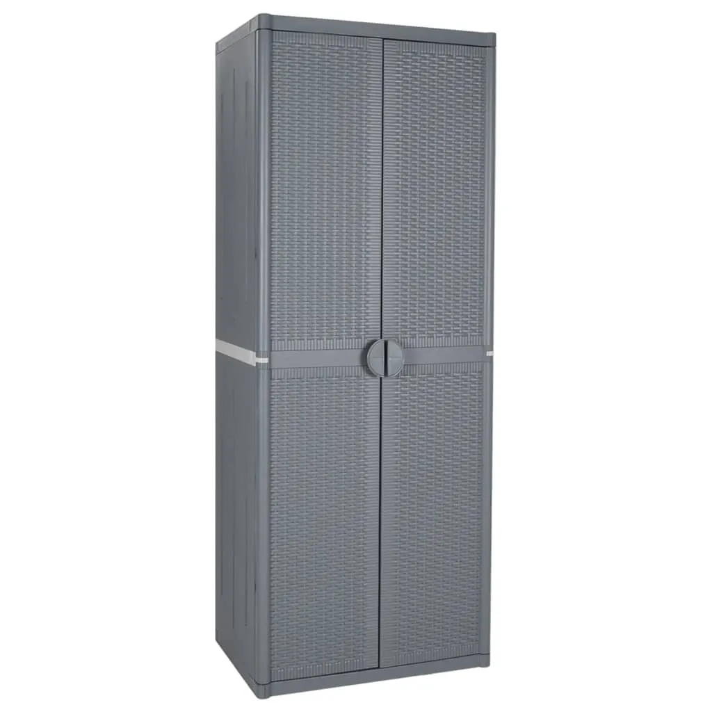 vidaXL Vrtni ormarić za pohranu sivi 65 x 45 x 172 cm PP ratan - Venlo