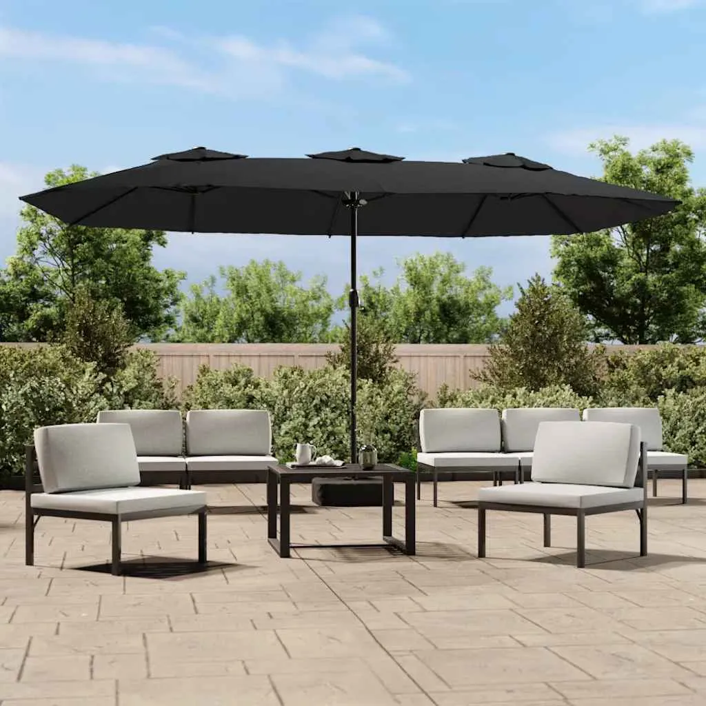 vidaXL Dvostruki vrtni suncobran crni 449 x 265 cm - Venlo