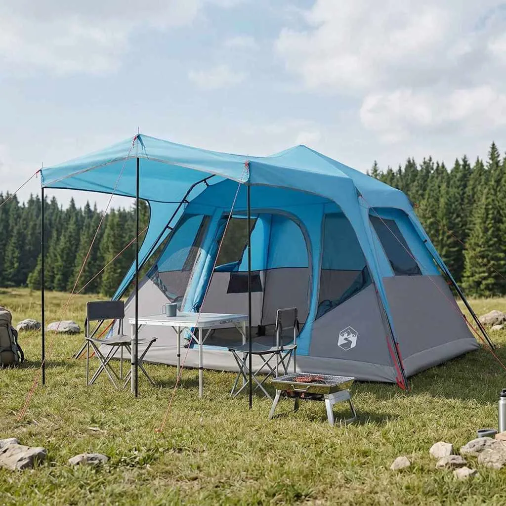 vidaxl obiteljski šator plava 305 x 275 x 190 cm poliester i čelik - slika 1