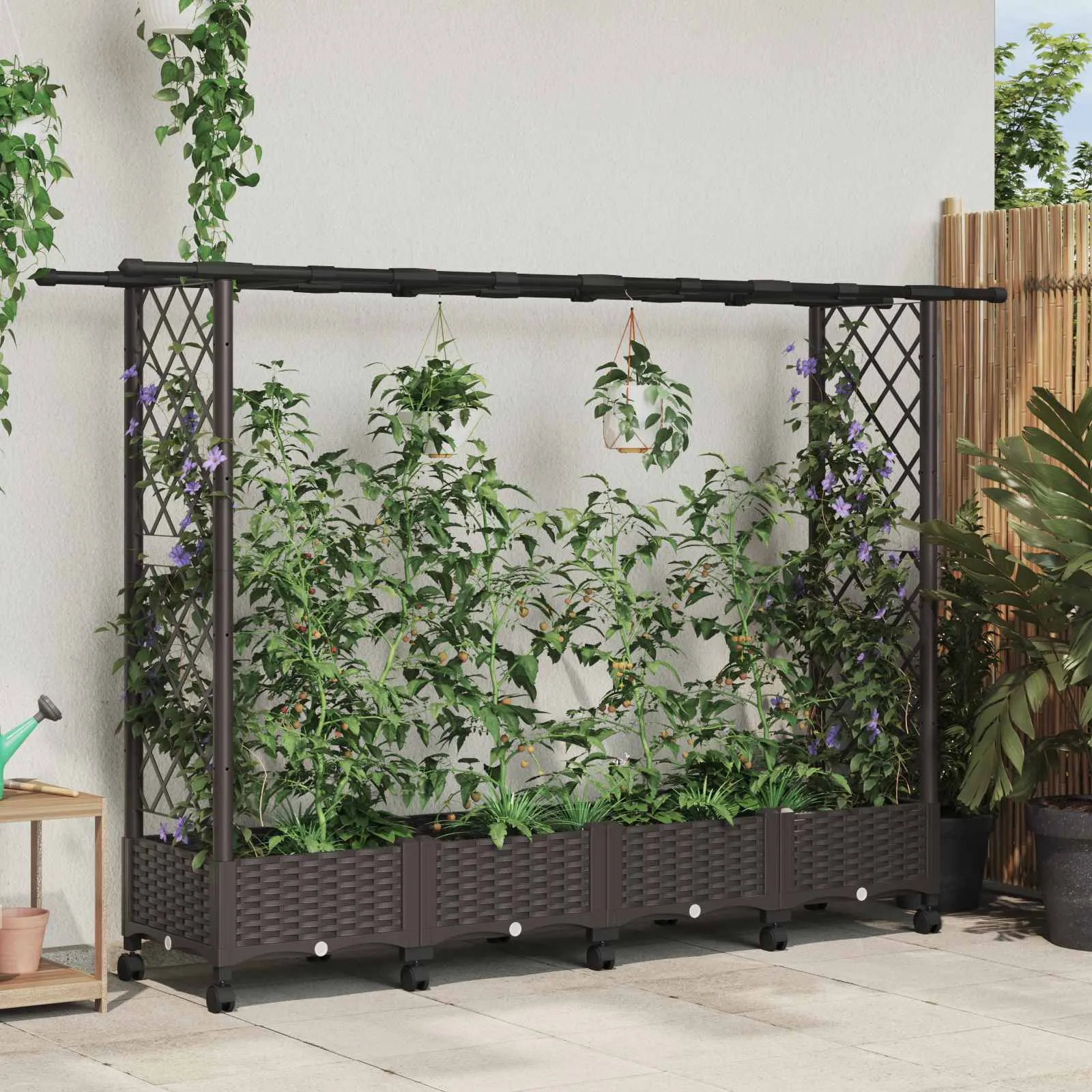 vidaXL Povišeni krevet s mrežom i krovom Smeđa 203 x 40 x 127 cm PP - Venlo