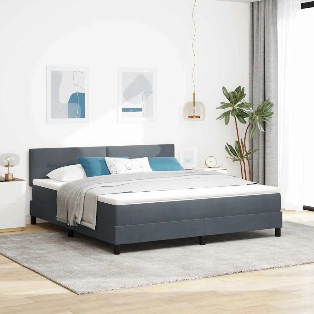 vidaXL Krevet s opruga kutije Tamno siva 180 x 200 cm Baršun - Venlo