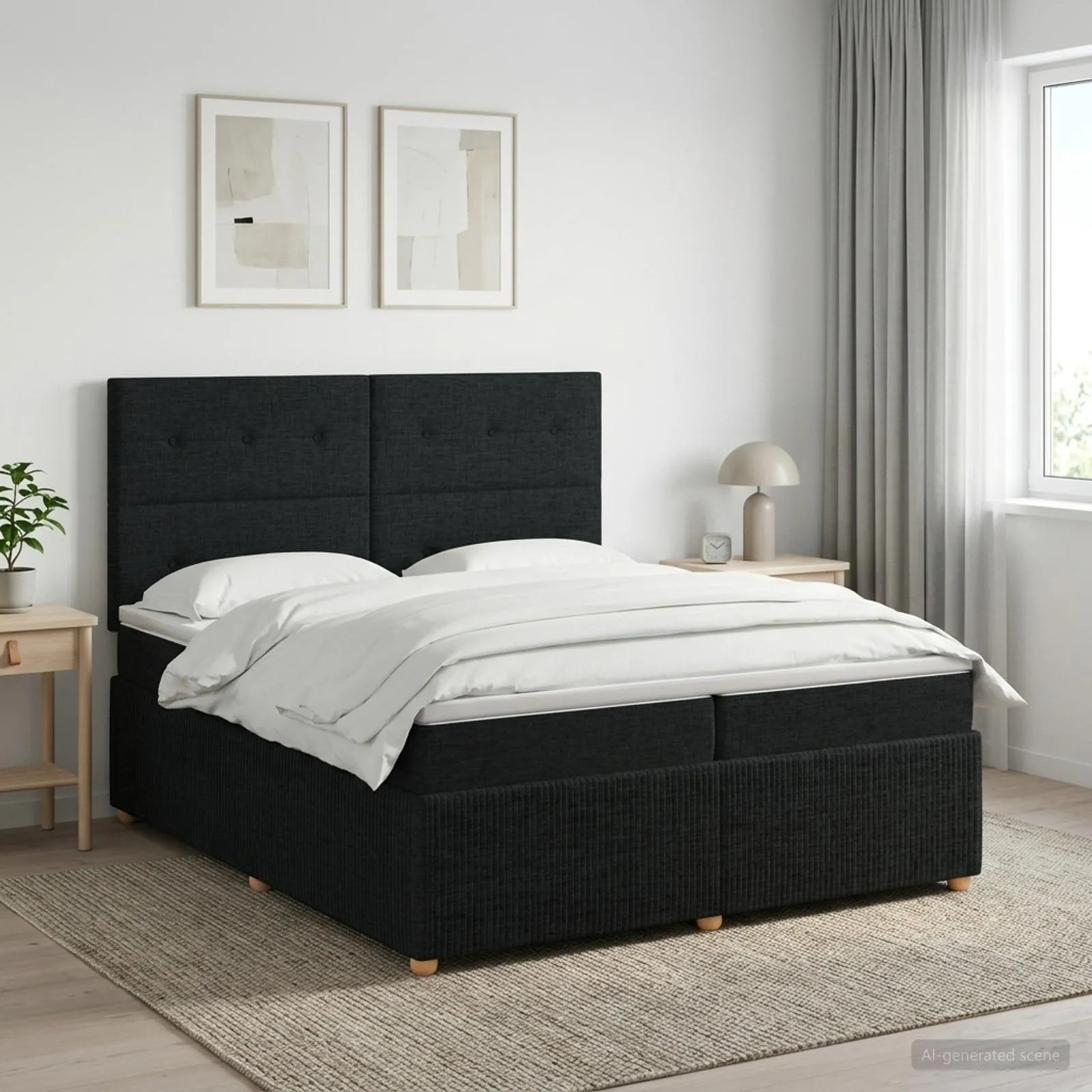 vidaXL Boxspring krevet s madracem Crna 200 x 200 cm Tkanina - Venlo