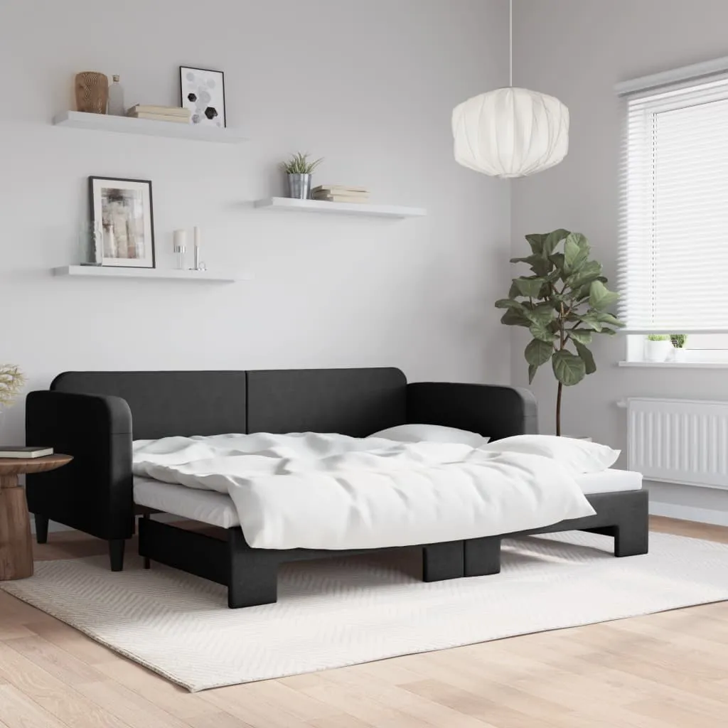vidaXL Dnevni krevet na razvlačenje crni 90 x 200 cm od tkanine - Venlo
