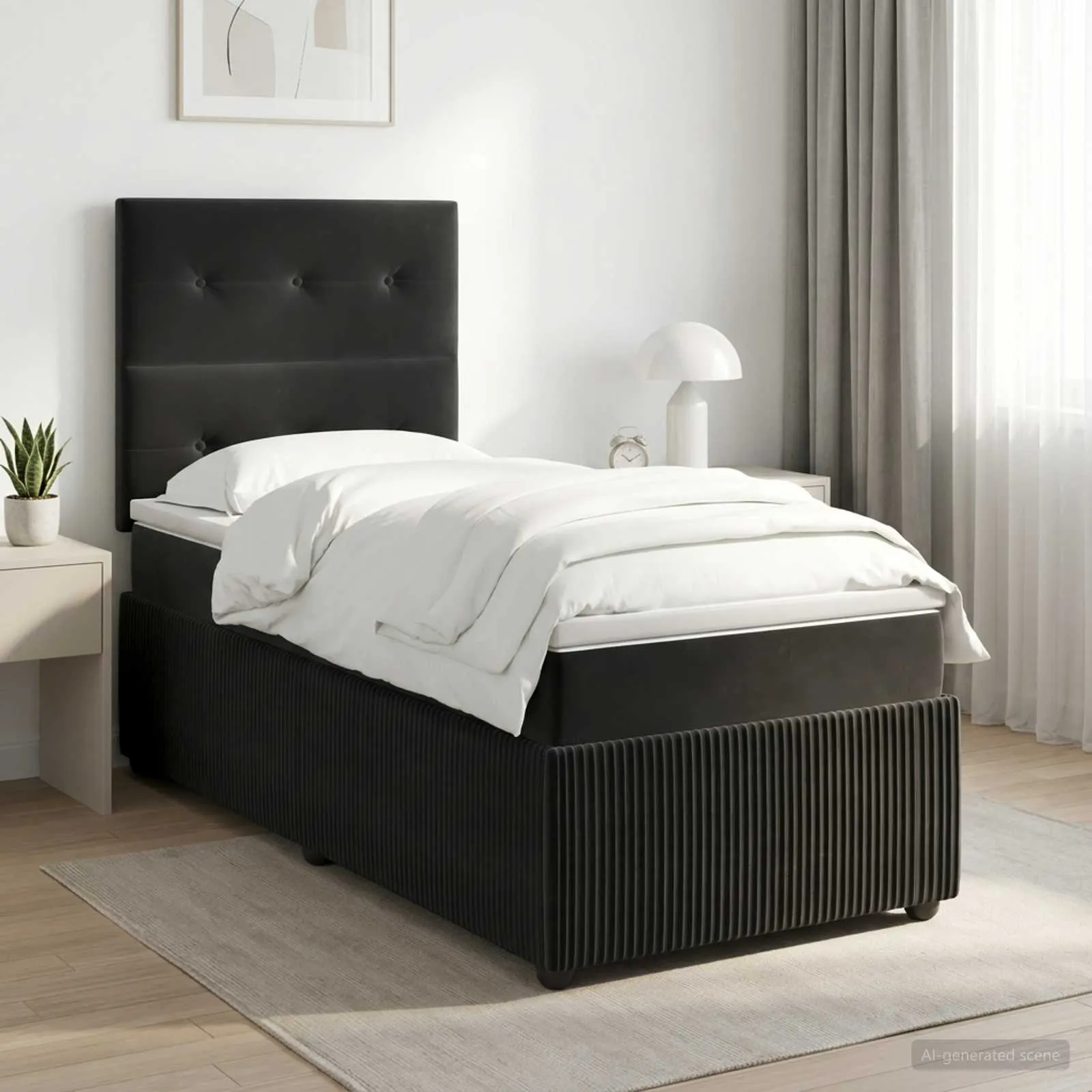 vidaXL Boxspring krevet s madracem Crna 80 x 200 cm Baršun - Venlo