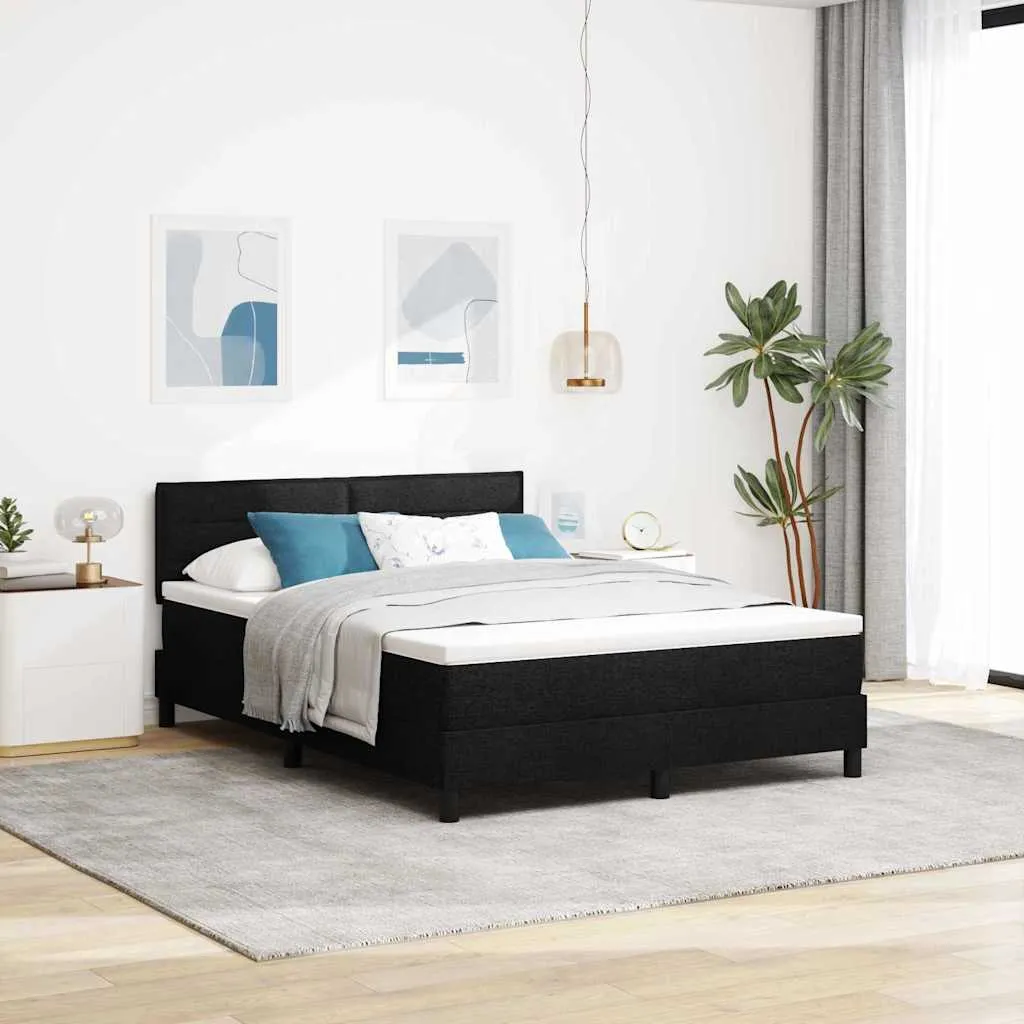 vidaXL Krevet s opruga kutije s jastukom Crna 140 x 200 cm tkanina - Venlo