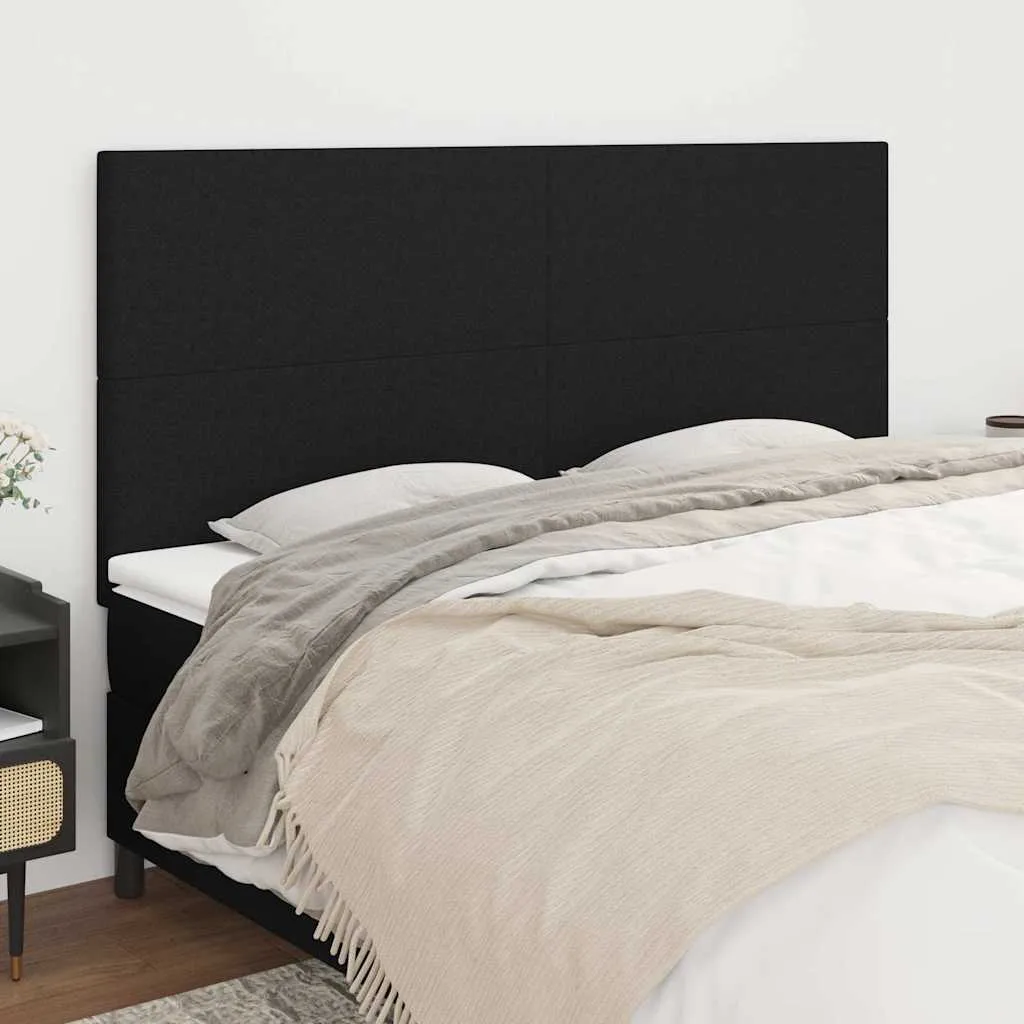 vidaXL Uzglavlje Crno 200x5x118/128 cm Tkanina - Venlo