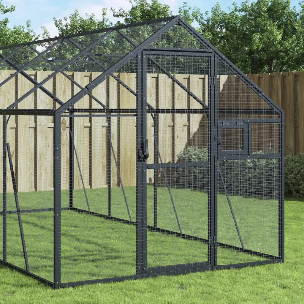 vidaxl kavez za ptice antracit 1,79x4x1,85 m aluminijski - slika 1