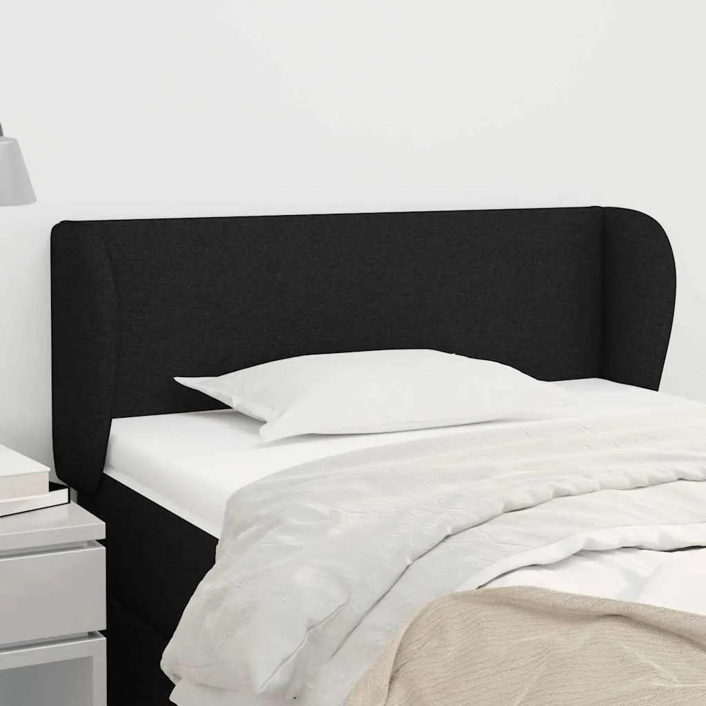 vidaXL Uzglavlje s ušima crno 93x23x78/88 cm od tkanine - Venlo