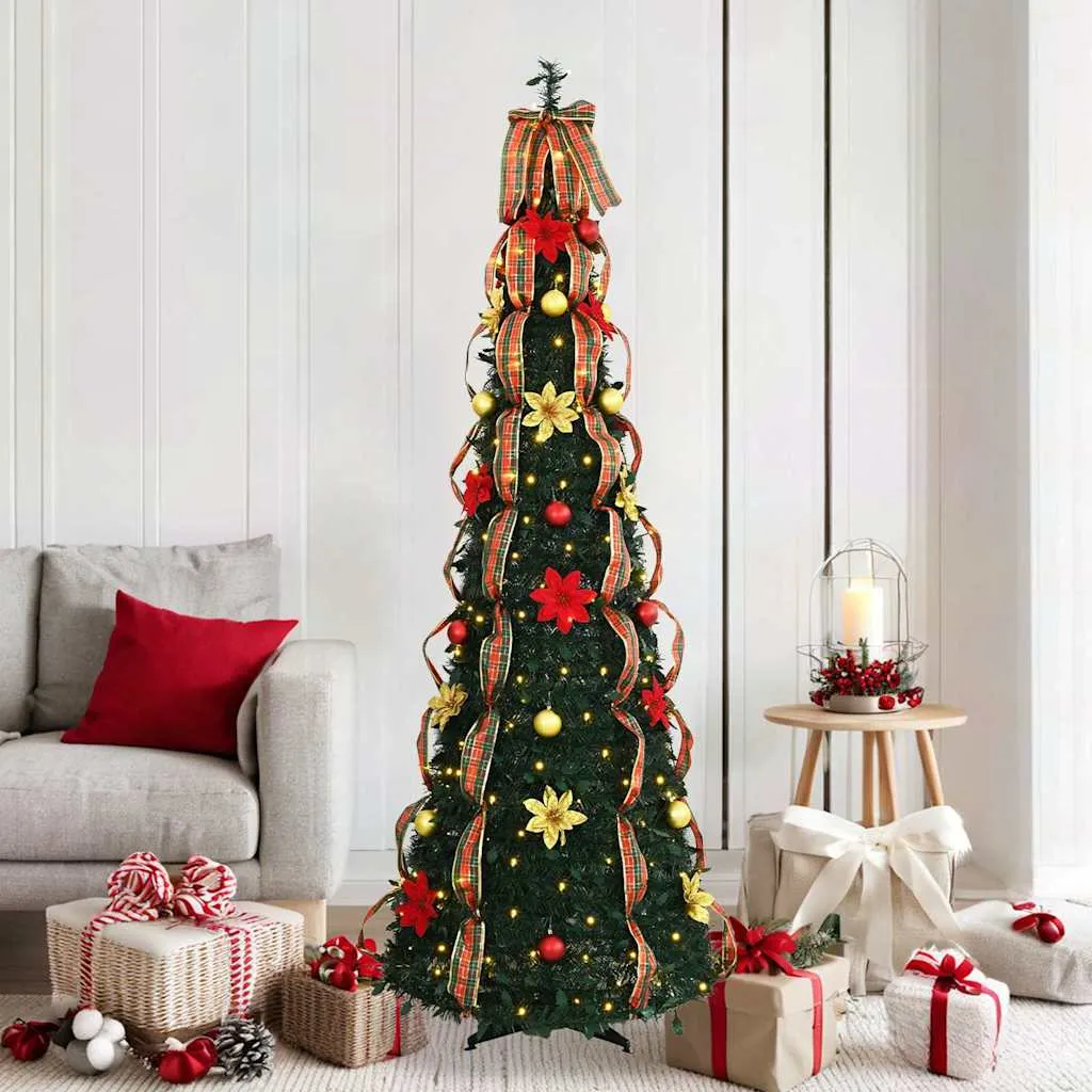 vidaxl umjetno božićno drvce s 150 led svjetlima zelena 185 cm pvc - slika 1