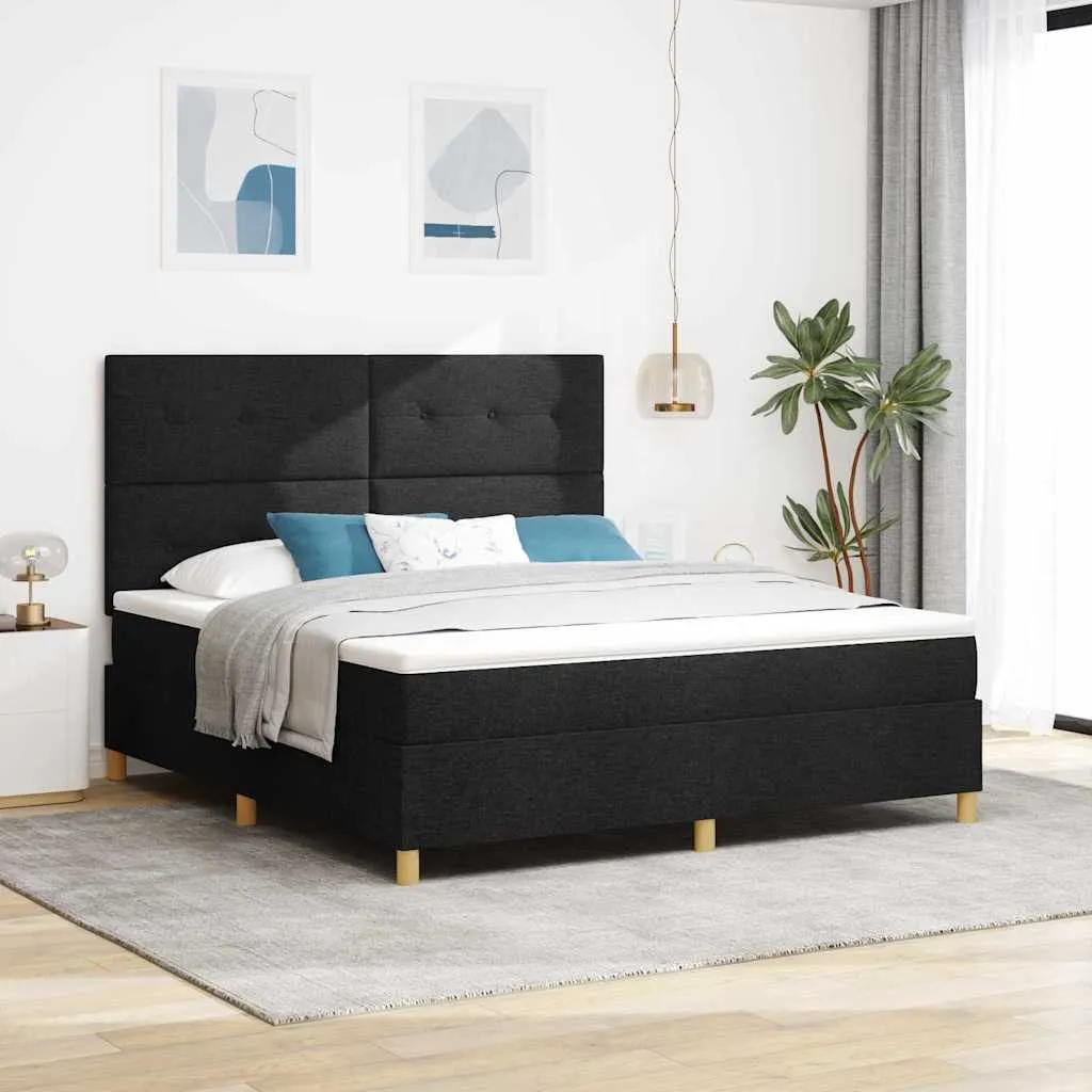 vidaXL Krevet s opruga kutije s uzglavljem Crna 180 x 200 cm tkanina - Venlo