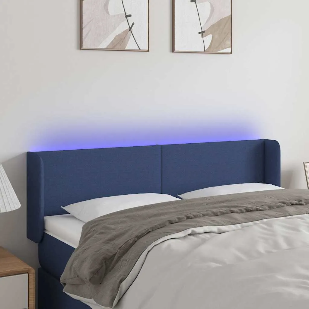vidaXL LED uzglavlje plavo 147x16x78/88 cm od tkanine - Venlo