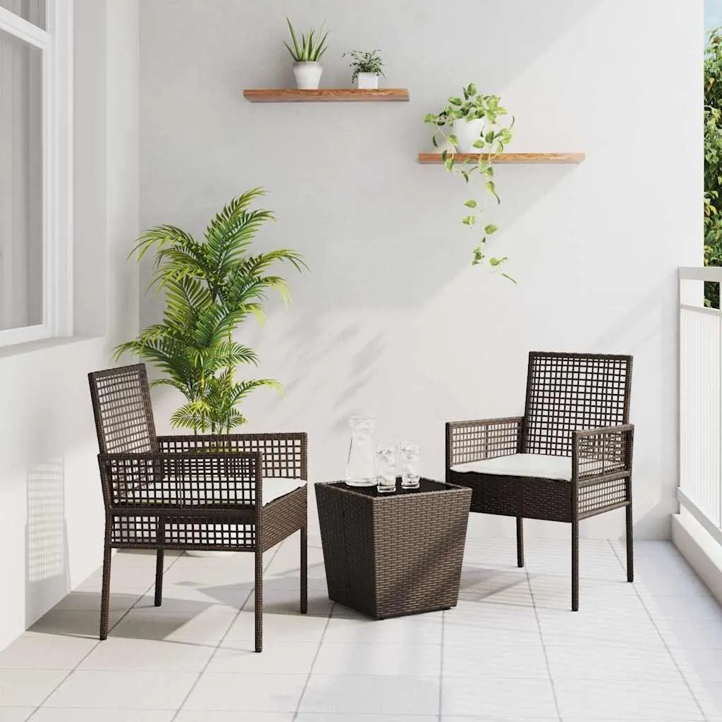 vidaXL Bistro set za vrt 3 kom. Smeđa poliratan - Venlo