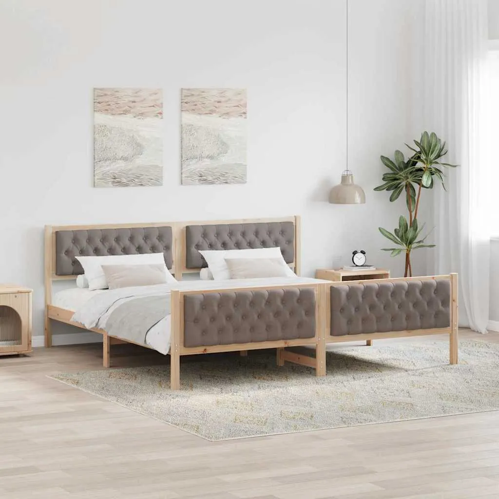 vidaXL Krevetna konstrukcija s uzglavljem Sivo-smeđa 200 x 200 cm - Venlo