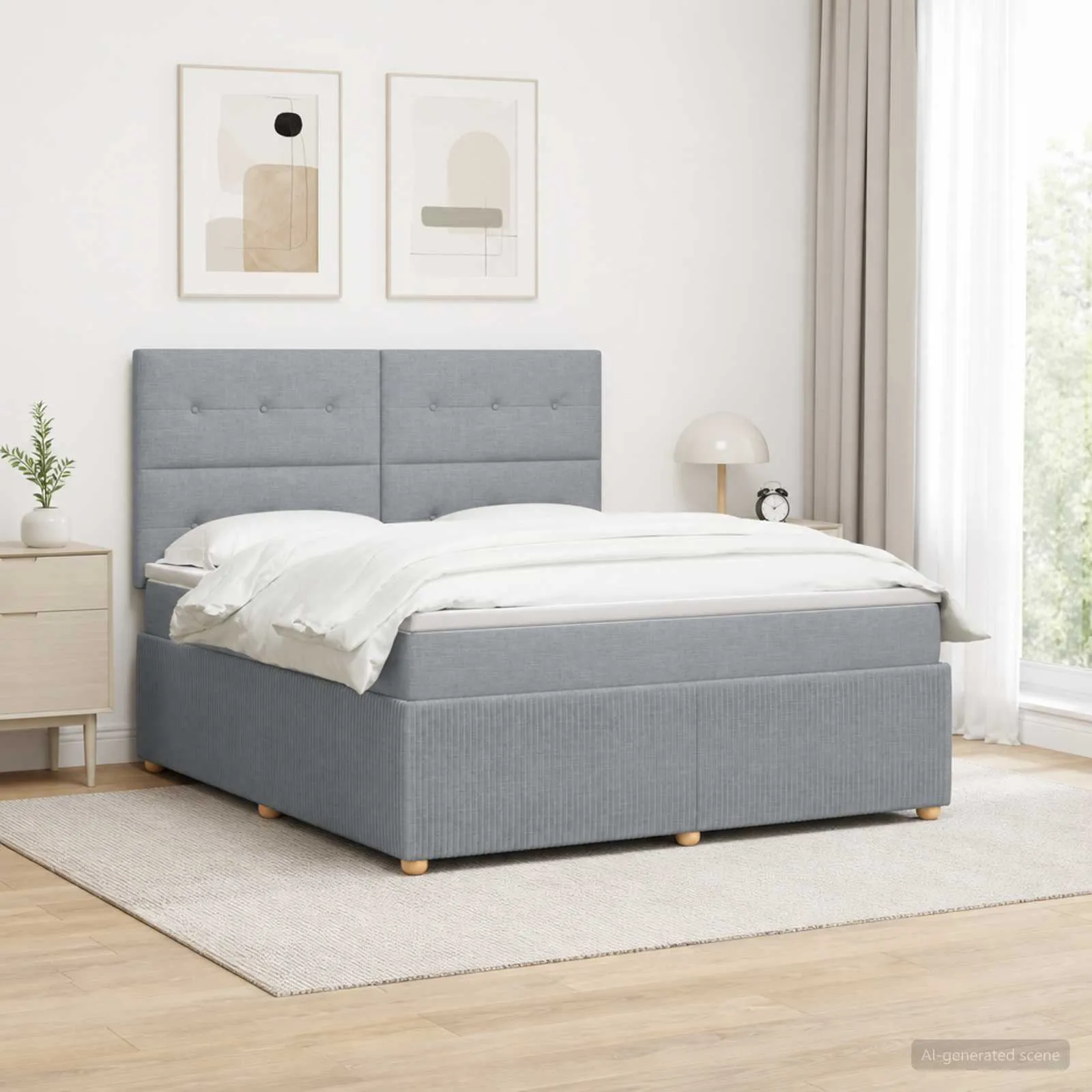 vidaXL Boxspring krevet s madracem Svjetlosiva 180 x 200 cm Tkanina - Venlo