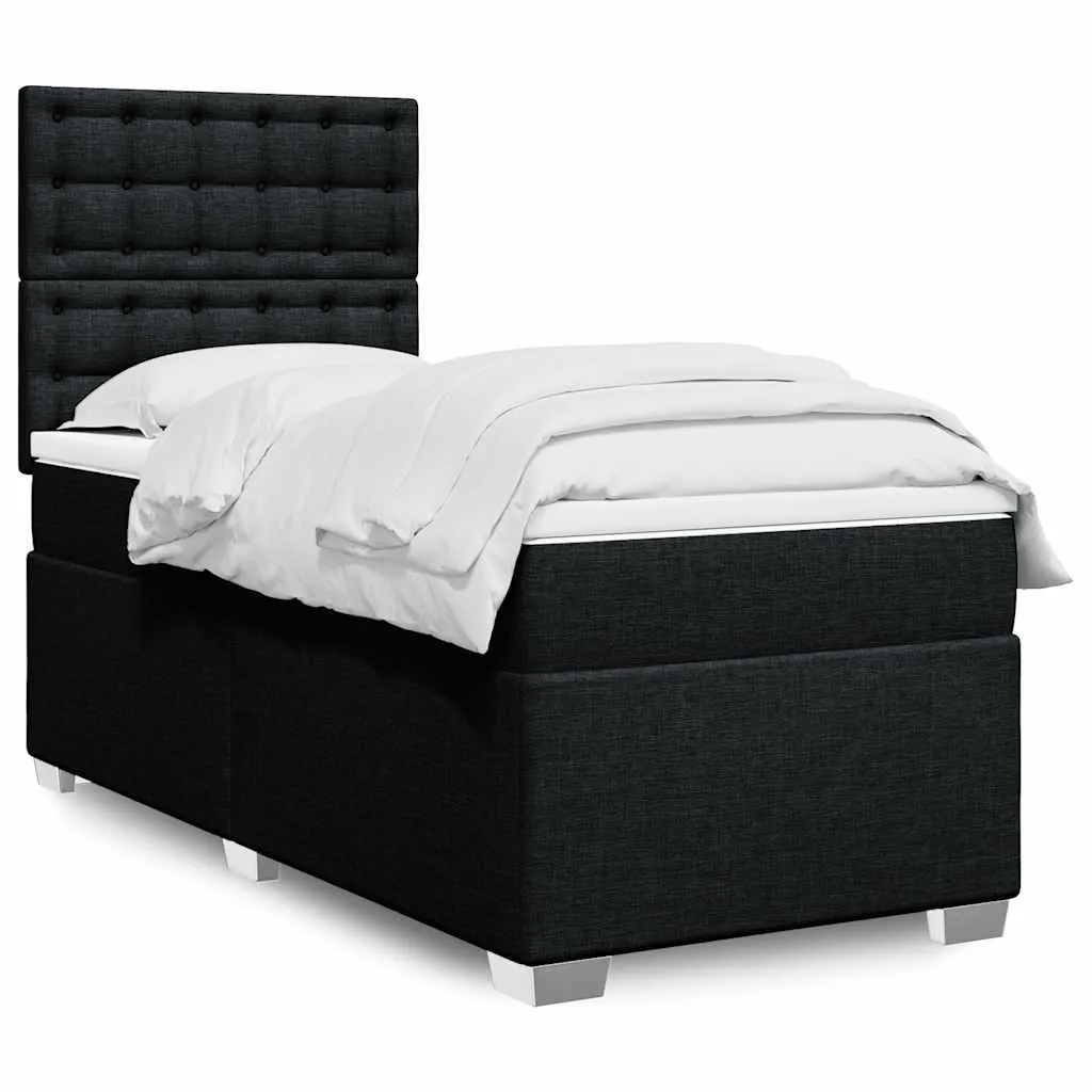 vidaXL Box spring krevet s madracem crni 90x190 cm od tkanine - Venlo