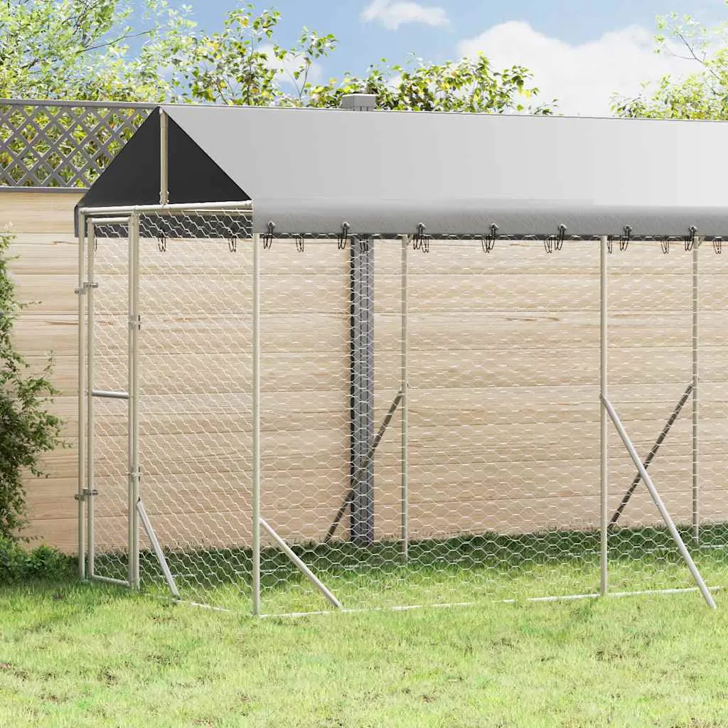 vidaxl vanjski kavez za pse s krovom srebrni 2x6x2,5 m pocinčani čelik - slika 1