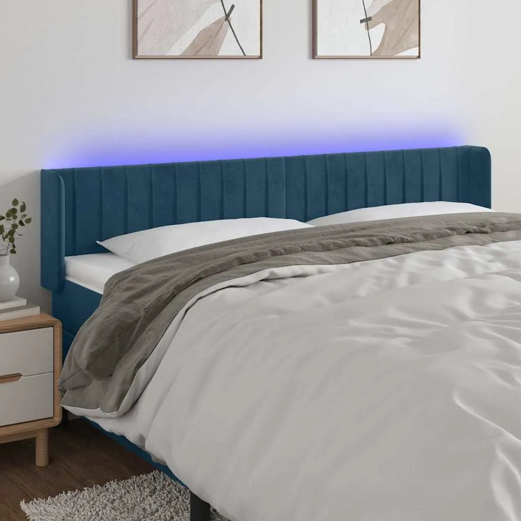 vidaXL LED uzglavlje tamnoplavo 163x16x78/88 cm baršunasto - Venlo