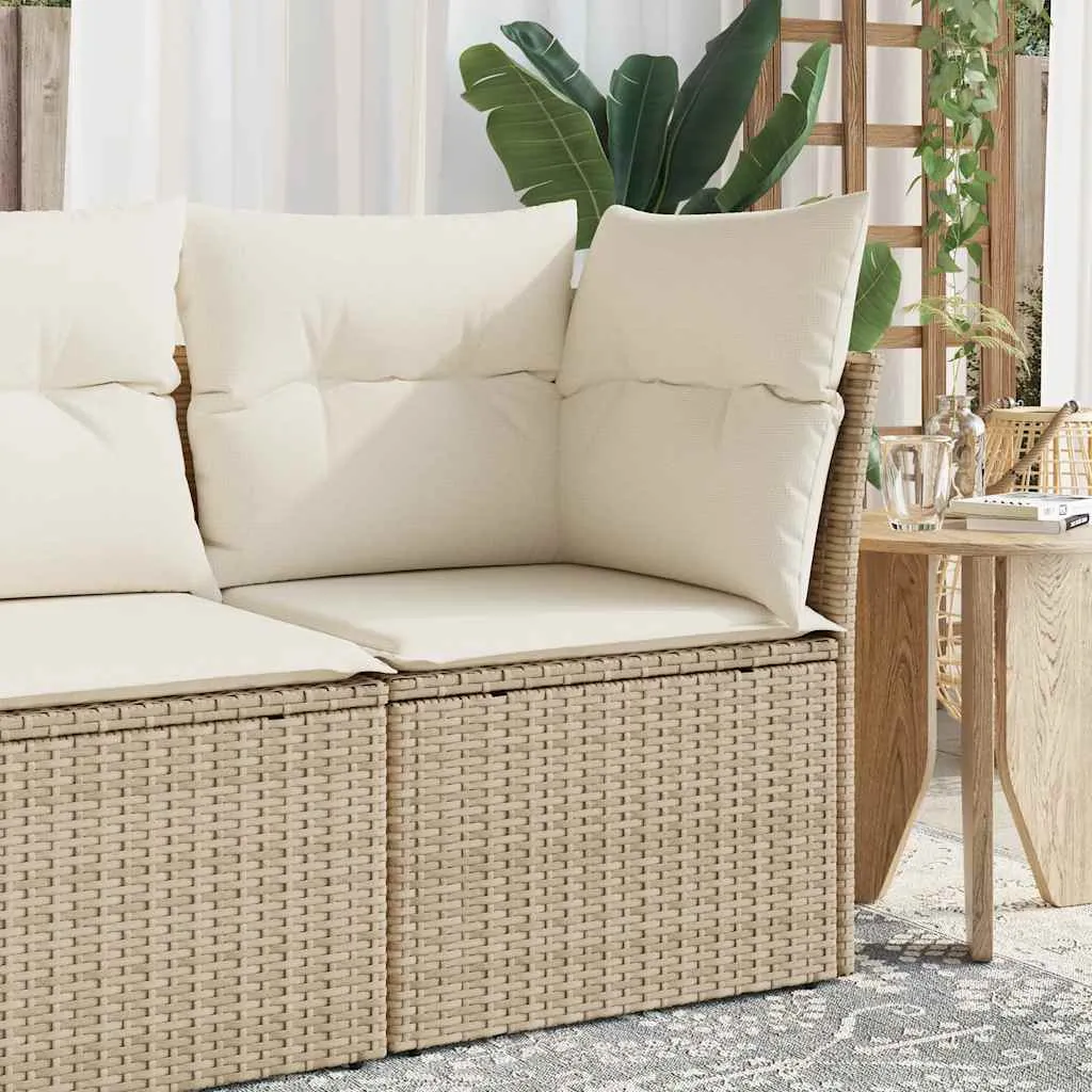 vidaXL Kutna vrtna sofa s jastucima bež od poliratana - Venlo