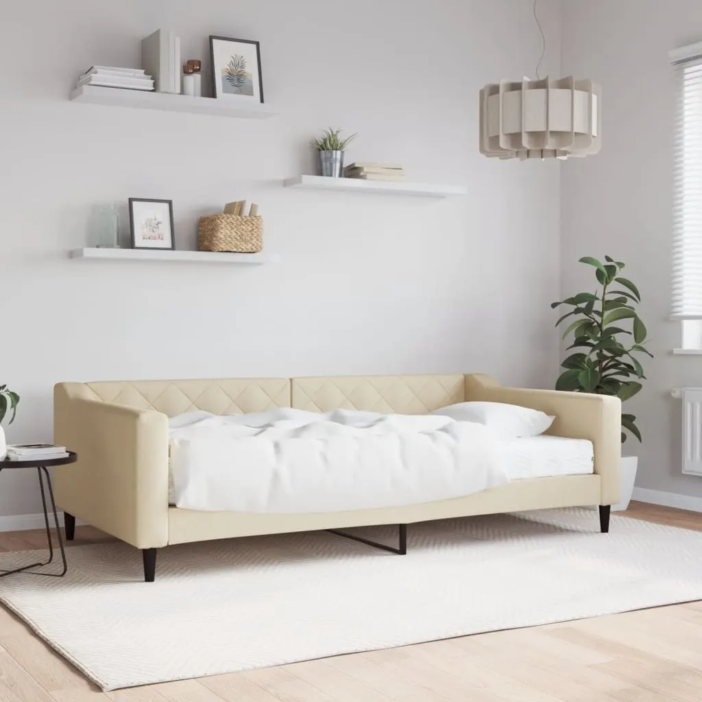 vidaXL Dnevni krevet s madracem krem 100 x 200 cm od tkanine - Venlo