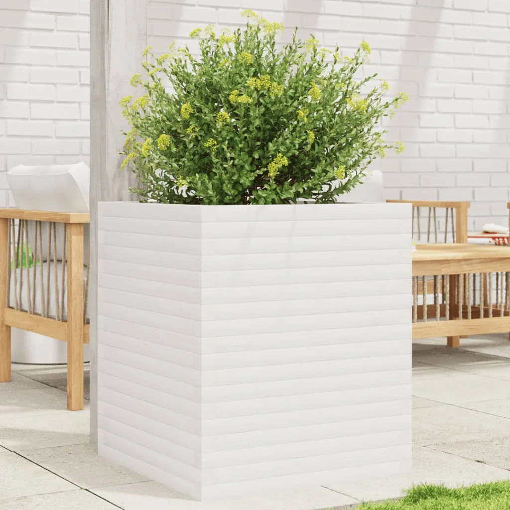 vidaXL Vrtna sadilica bijela 60x60x68,5 cm od masivne borovine - Venlo