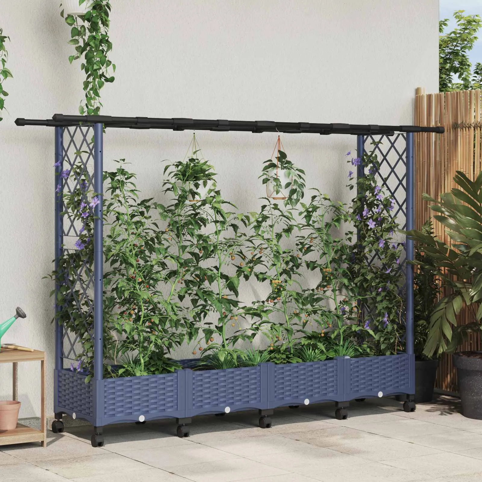 vidaXL Povišeni krevet s mrežom i krovom Siva 203 x 40 x 127 cm PP - Venlo