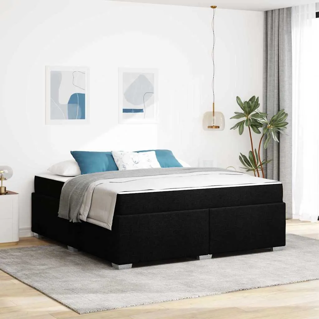 vidaXL Krevetna konstrukcija s madracem Crna 180 x 200 cm tkanina - Venlo