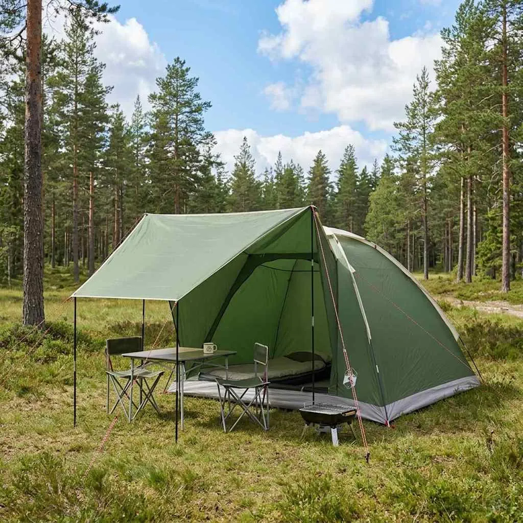 vidaxl kamping šator 4-osobni zelena poliester i čelik - slika 1