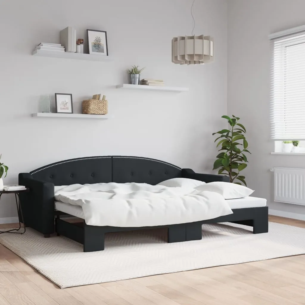 vidaXL Dnevni krevet na razvlačenje crni 80 x 200 cm od tkanine - Venlo